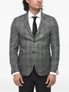 Corneliani Checked Single-breasted Blazer In Gray