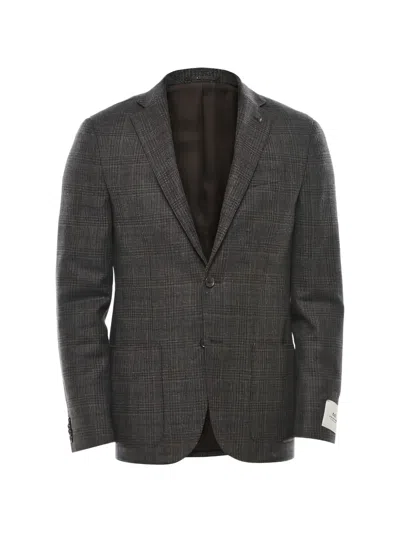 Corneliani Checked Single-breasted Blazer In Black