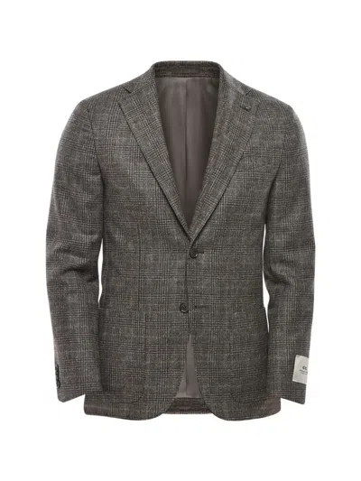 Corneliani Checked Single-breasted Blazer In Gray
