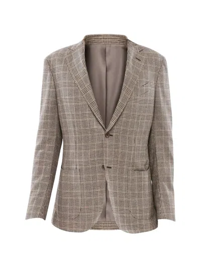 Corneliani Checked Single-breasted Blazer In Neutral
