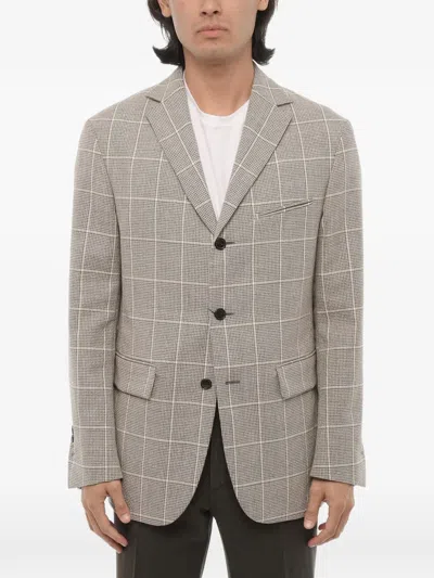 Corneliani Checked Single-breasted Circle Blazer In Neutrals