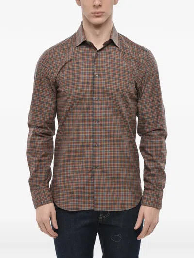 Corneliani Checked Slim-fit Shirt In Multi