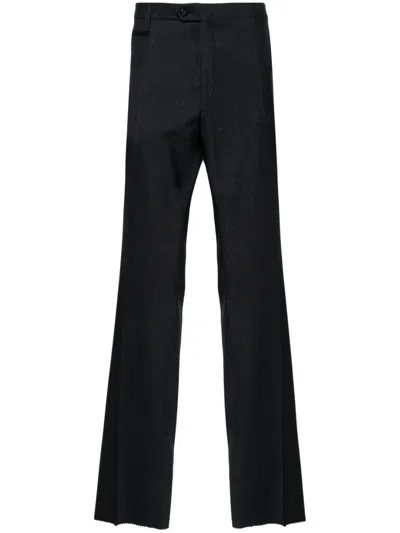 Corneliani Checked Tailored Wool Trousers In Blue