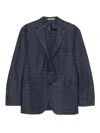 Corneliani Checked Two-button Blazer In Blue