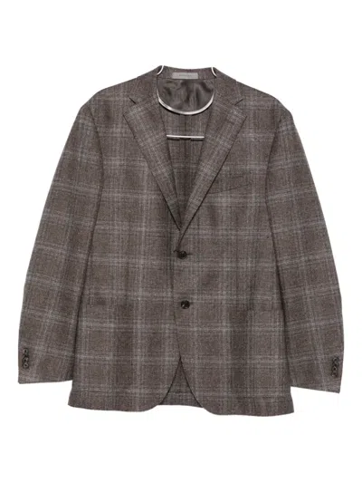 Corneliani Checked Two-button Blazer In Brown