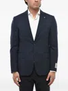 Corneliani Checked Wool Blazer In Blue