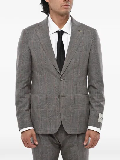 Corneliani Checked Wool Suit In Gray
