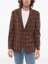 Corneliani Checked-pattern Single-breasted Blazer In Brown