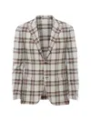 CHECKED-PATTERN SINGLE-BREASTED BLAZER