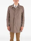 CHECKED-PATTERN SINGLE-BREASTED COAT