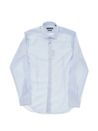 Corneliani Checked-pattern Slim-fit Shirt In Blue