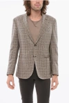 Corneliani Checkered Half-lined Silk Single Breasted Blazer In Multi