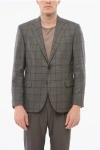 Corneliani Checkered Motif Wool Single Breasted With Flap Pockets In Gray