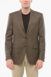 Corneliani Checkered Motif Wool Single Breasted With Flap Pockets In Brown