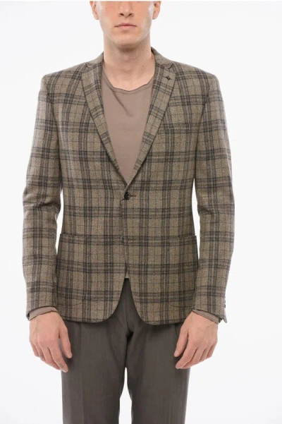 Corneliani Checkered Motif Wool Single Breasted With Patch Pockets In Multi