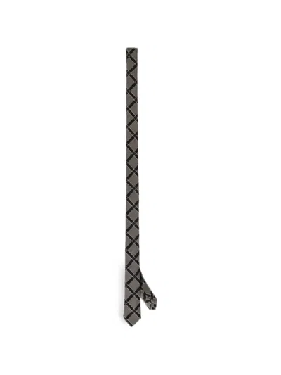 Corneliani Check-motif Tie In Gray