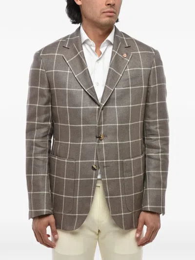 Corneliani Check-pattern Blazer In Brown
