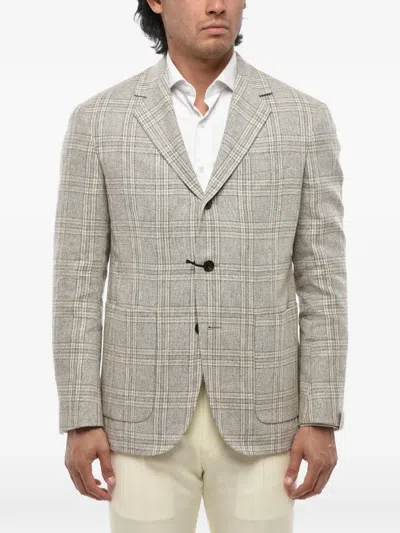 Corneliani Beige Notched Lapel Blazer In Neutral