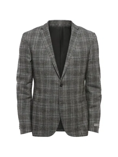 Corneliani Check-pattern Single-breasted Blazer In Gray