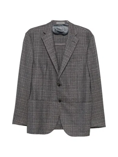 Corneliani Check-pattern Single-breasted Blazer In Gray