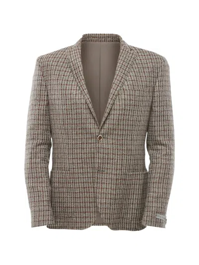 Corneliani Check-pattern Single-breasted Blazer In Neutral