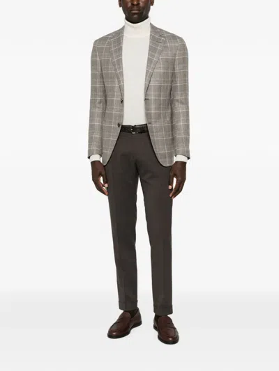 Corneliani Check-pattern Single-breasted Jacket In Red