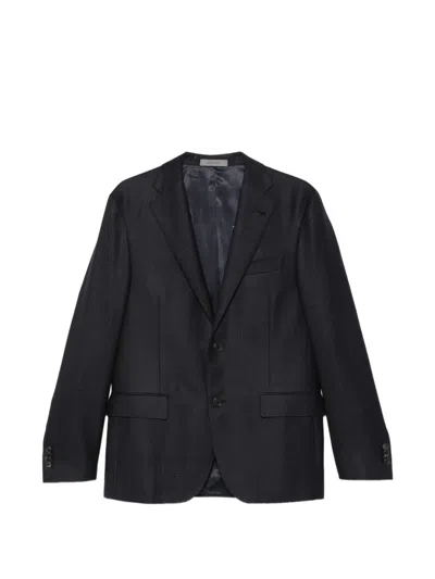 Corneliani Check-pattern Single-breasted Suit In Blue