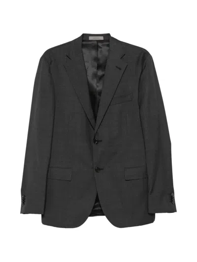 Corneliani Check-pattern Single-breasted Suit In Gray