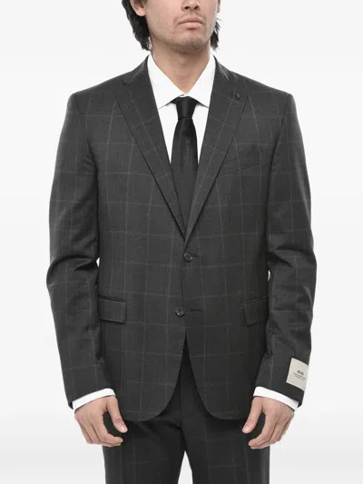 Corneliani Check-pattern Single-breasted Suit In Gray