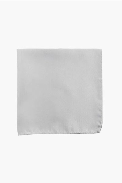 Corneliani Chevron Motif Silk Pocket Square In Gray