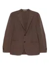 Corneliani Chocolate Brown Virgin Wool Linen Blended Single Breasted Blazer In Brown