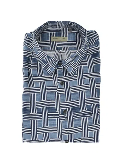 Corneliani Circle Basketweave-pattern Shirt In Gray