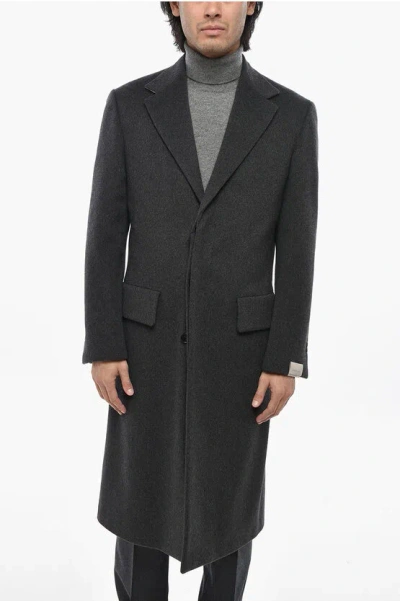Corneliani Circle Cashmere Coat With Flap Pockets In Gray