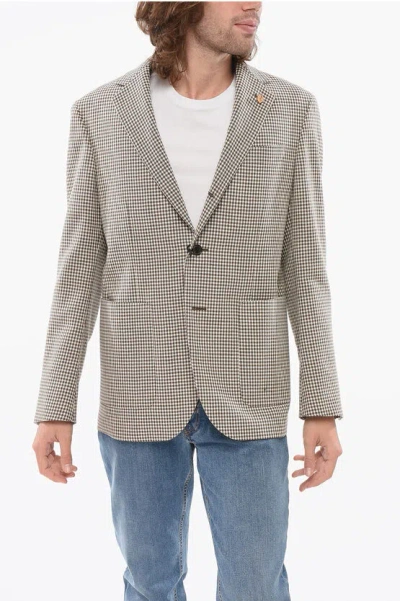 Corneliani Circle Unlined Checkered Wool Blend Blazer