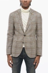 CORNELIANI CIRCLE UNLINED COTTON BLEND BLAZER WITH DISTRICT CHECK MOTIF