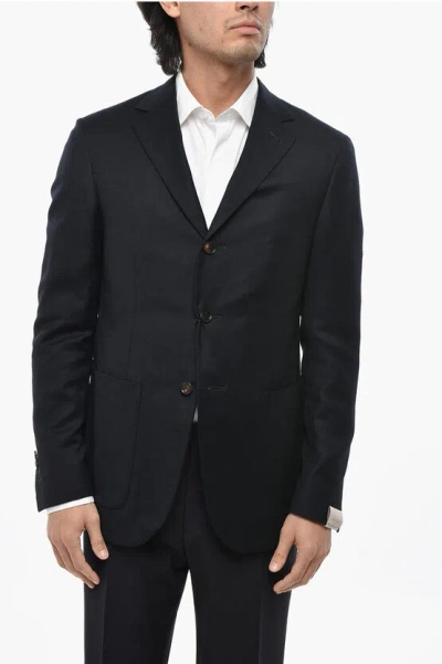 Corneliani Circle Unlined Wool Blazer With Patch Pockets In Black