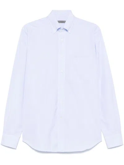 Corneliani Classic Blue Shirt With Button-down Collar In Purple