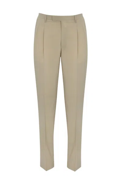 Corneliani Classic Wool Trousers In Beige