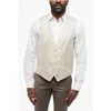 Corneliani Code 4 Buttons Silk Blend Vest With Jetted Pockets In Neutral