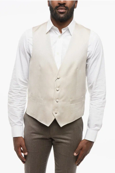 Corneliani Code 4 Buttons Silk Blend Vest With Jetted Pockets