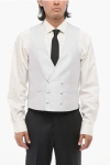 Corneliani Code Double Breasted Silk Blend Vest With Jetted Pockets