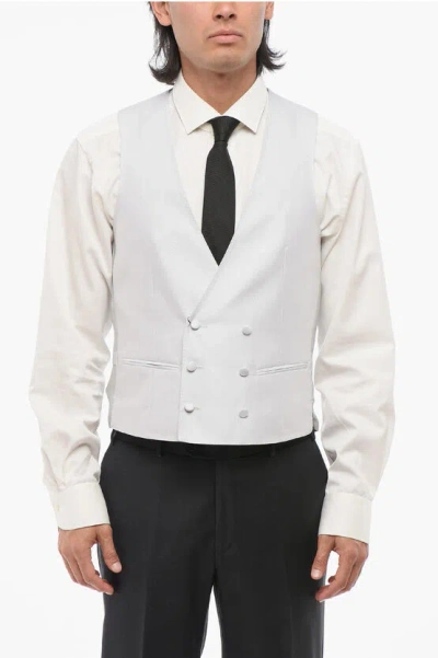 Corneliani Code Double Breasted Silk Blend Vest With Jetted Pockets