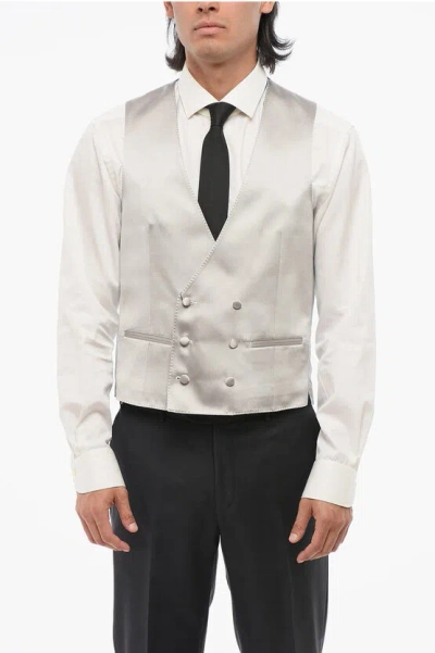 Corneliani Code Double Breasted Silk Vest With Jetted Pockets
