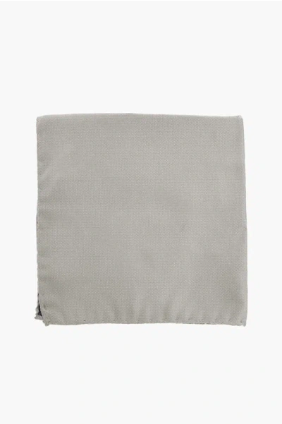 Corneliani Code Silk Blend Pocket Square With Micro Dots In Metallic