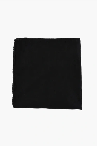 Corneliani Code Solid Color Silk Pocket Square In Black