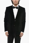 Corneliani Code Velvet 2 Buttons Blazer With Peak Lapel In Black
