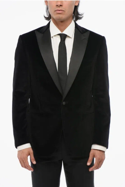 Corneliani Code Velvet Single-breasted Blazer With Peak Satin Lapel