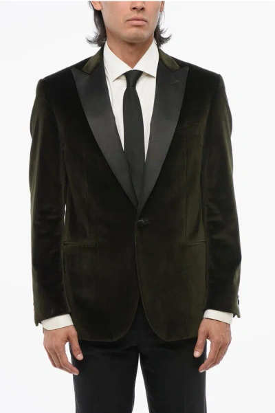 Corneliani Code Velvet Single-breasted Blazer With Peak Satin Lapel