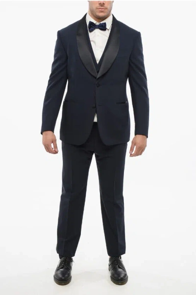 Corneliani Code Virgin Wool Center Vent Shawl Lapel 3 Piece Waistcoat S