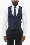 Corneliani Code Wool 4 Buttons Vest In Blue